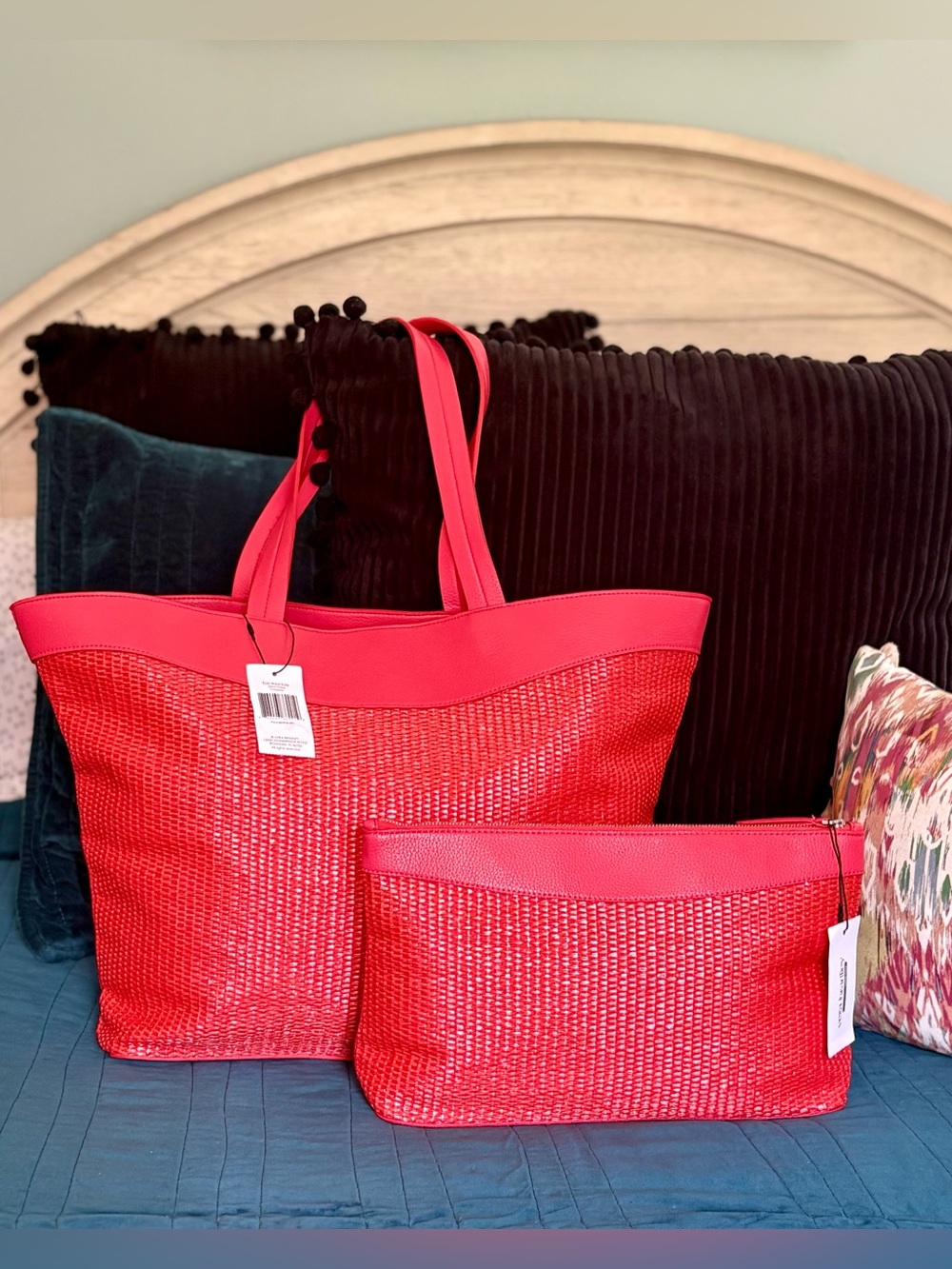 Vera Bradley Woven East West Tote and Pouch Cayenne NWT